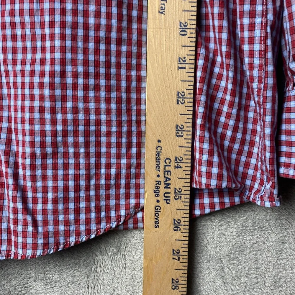 Club Room Mens 16 34/35 Regular Fit Red Plaid Dress Shirt